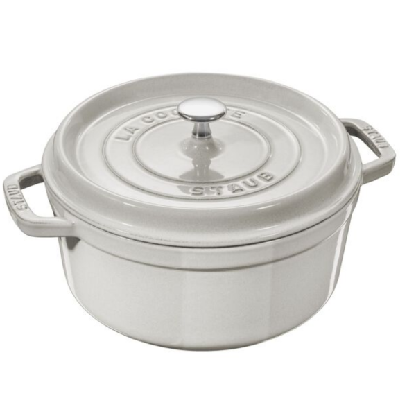 STAUB Cast Iron Round Casserole / Dutch Oven 20cm – 2.2L White Truffle