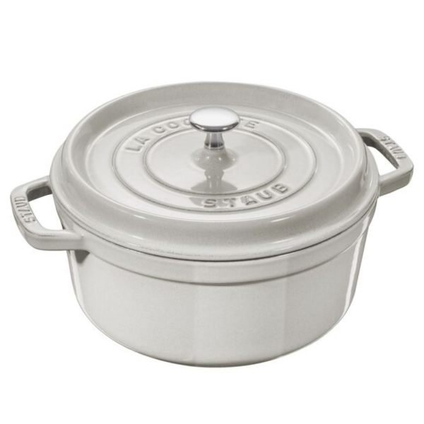 STAUB Cast Iron Round Casserole / Dutch Oven 24cm – 3.7L White Truffle