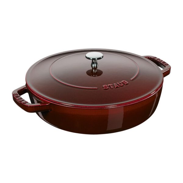 Staub Cast Iron Braiser / Sauté Pan with lid 28cm 3.7L Grenadine