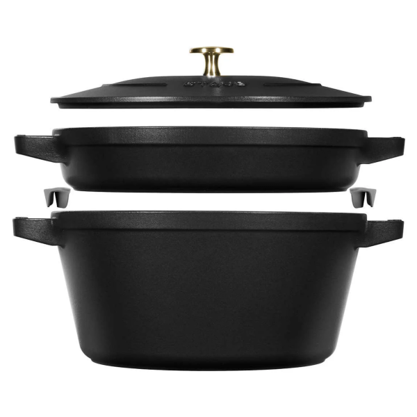 STAUB Stackable Cast Iron 3-Piece Cookware Set 24cm – Black