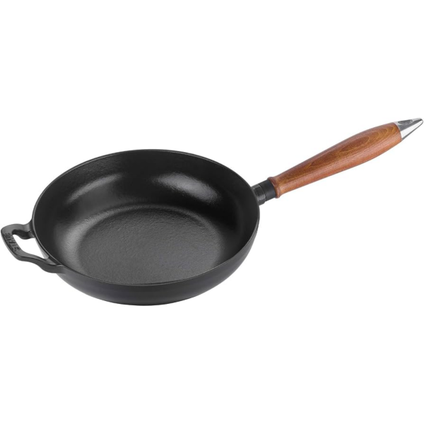 STAUB Cast Iron Frying Pan / Skillet with Wooden Handle 24cm – 1.8L Black