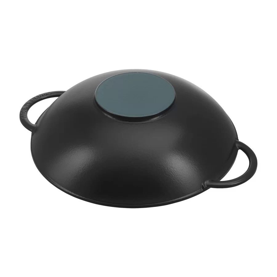 Staub Cast Iron Wok with Glass Lid Black- 37cm - Image 4