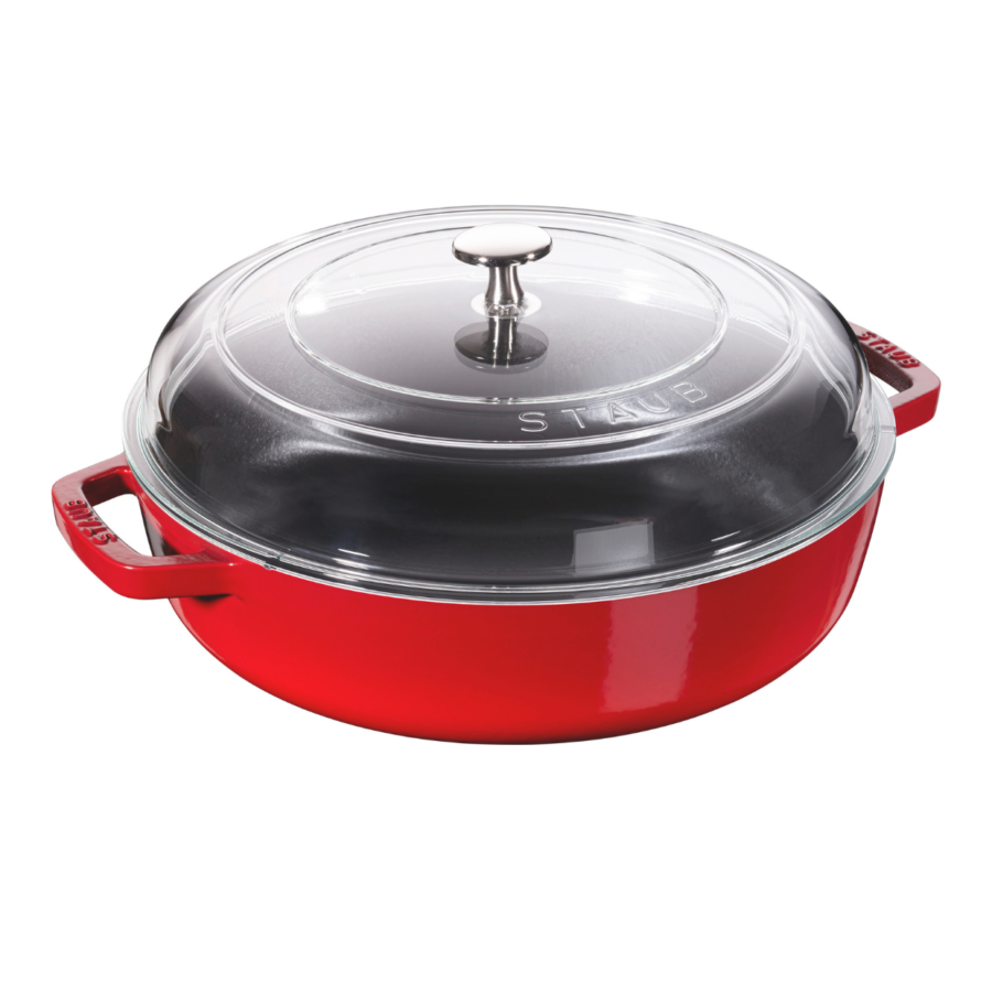 Staub Saute Pan with Glass Lid Cherry - 28cm