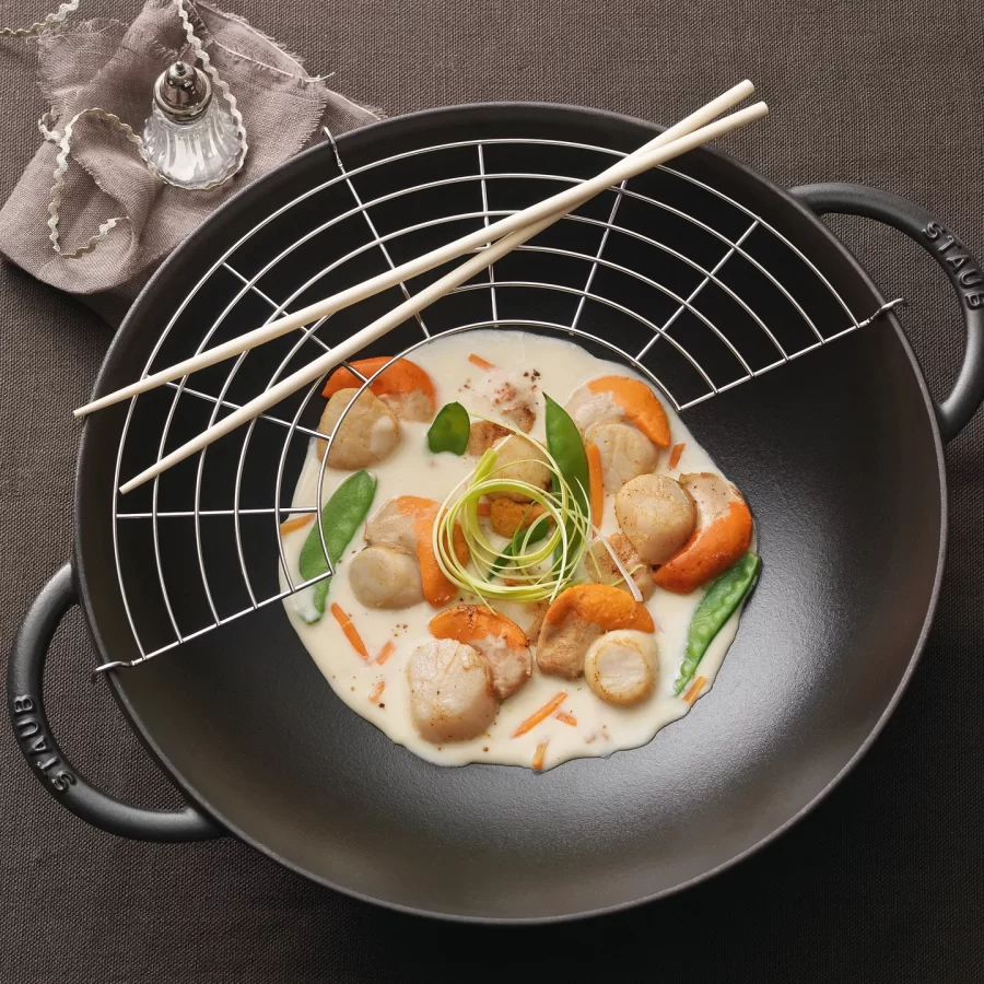 Staub Cast Iron Wok with Glass Lid Black- 37cm - Image 5