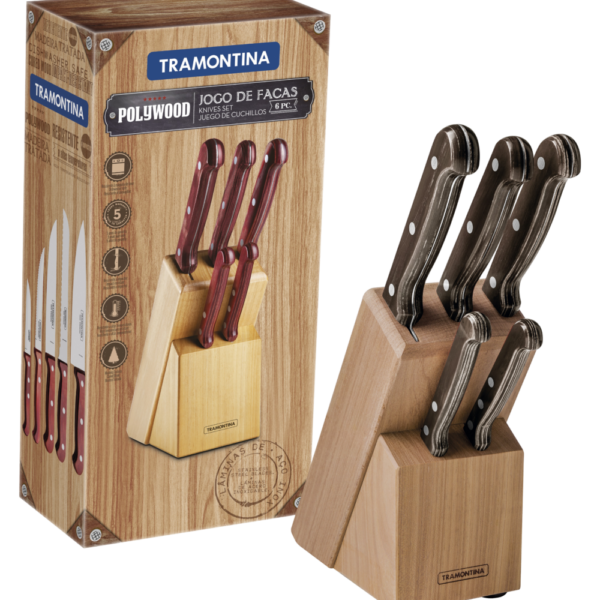 TRAMONTINA POLYWOOD KNIFE BLOCK SET- 6PC