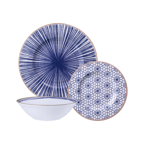 Tramontina Abstratta 12-Piece Decorated Porcelain Plate Set with Bowls