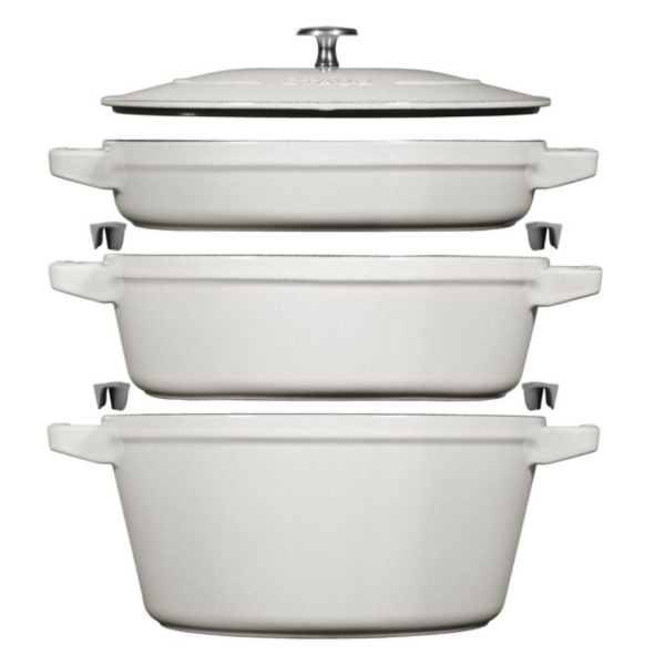 STAUB CAST IRON WHITE TRUFFLE STACKABLE SET-4PC